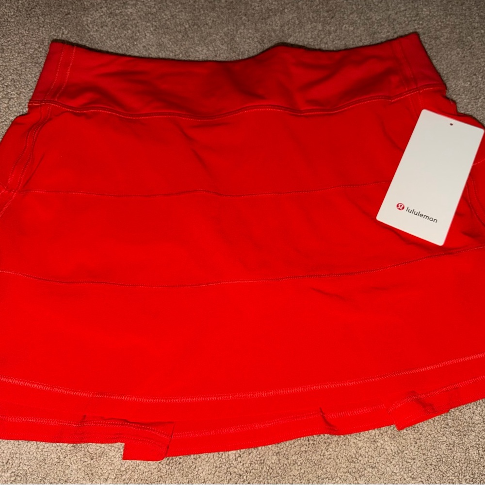 NWT Women’s Lululemon Pace Rival Mid-Rise Skirt Skort Long Red Size 8 MSRP $78